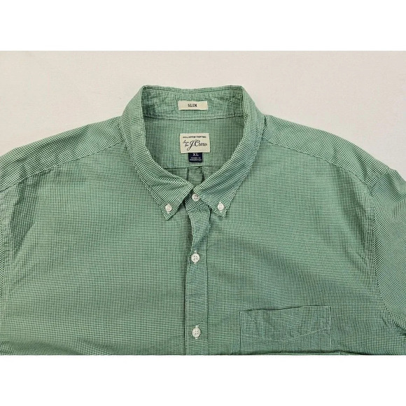 J. Crew Slim Size XL Green White Miniature Check Long Sleeve Button Down Cotton - Picture 5 of 11
